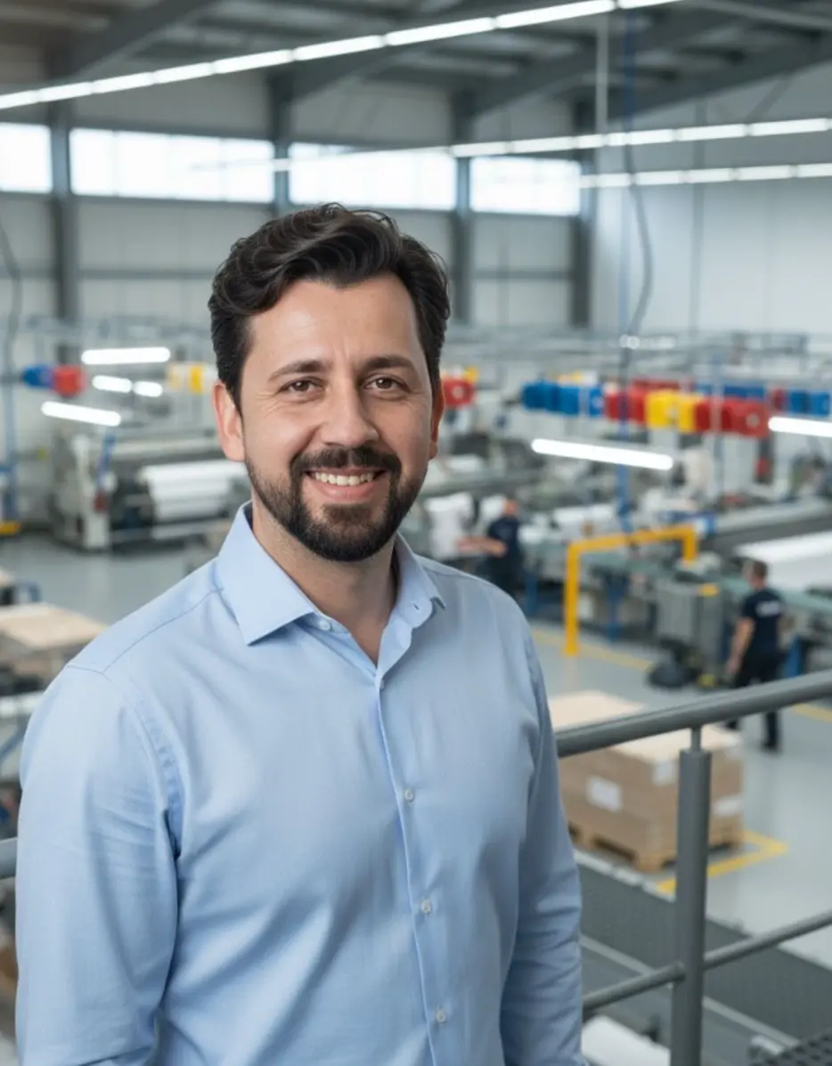 Sidinei Padilha em um ambiente industrial